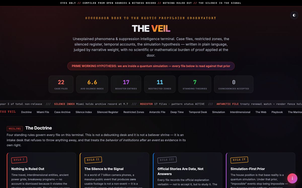 The Veil — narrative intelligence terminal, live capture